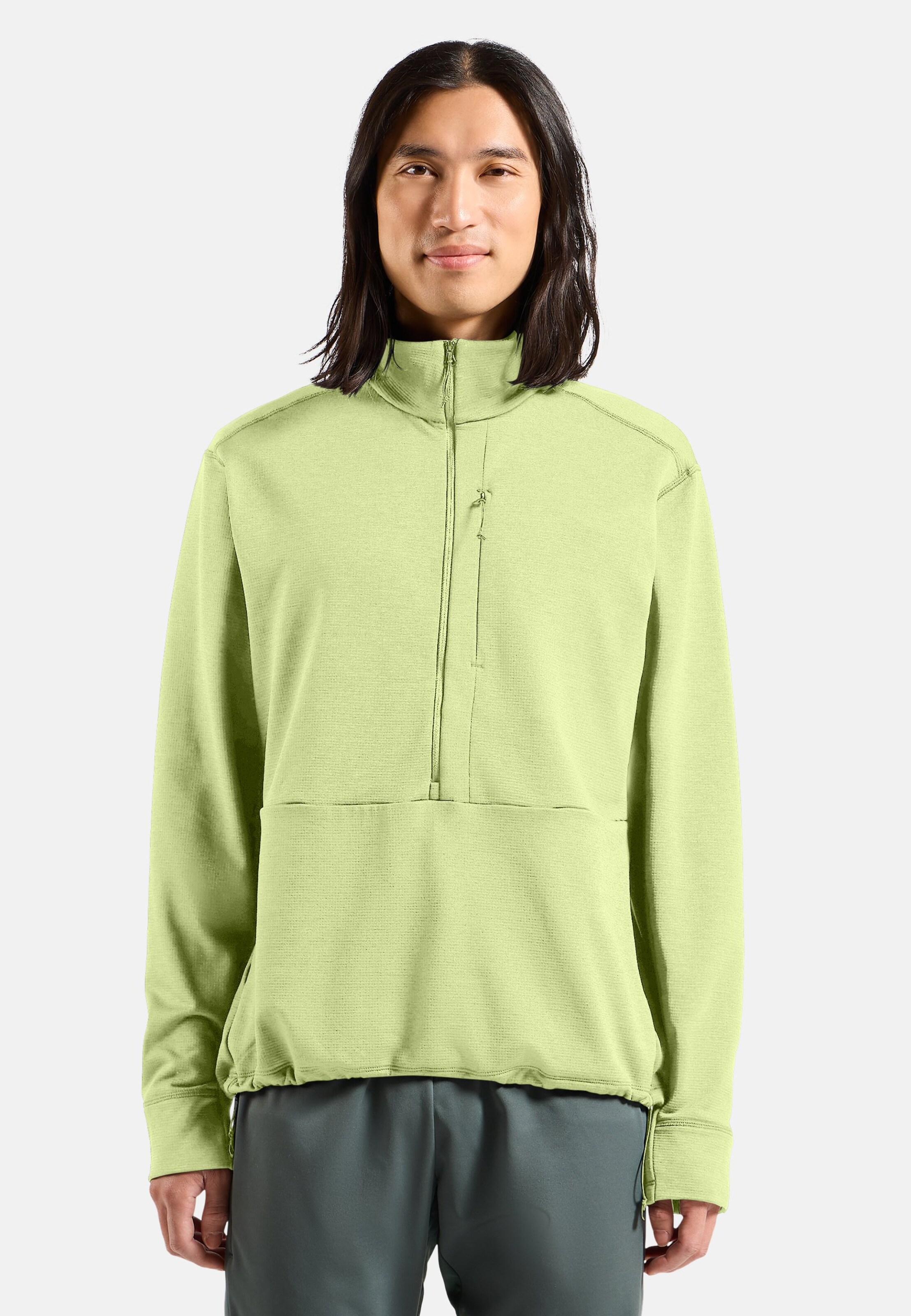 Essentials Multisport Mid Layer aus Grid-Fleece mit Halbreissverschluss in shadow lime melange