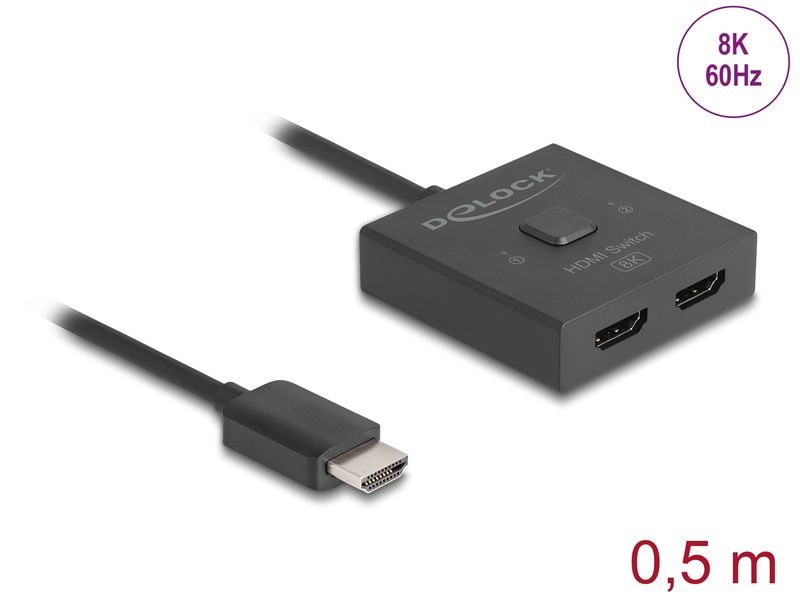 Delock Verteiler 2 Port HDMI Switch Bidirektional Delock HDMI Switch 2 auf 1 bidirektional 8K