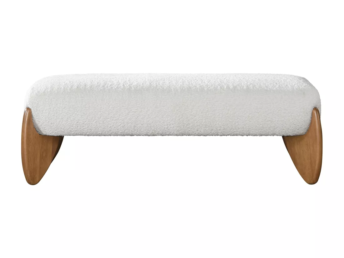 Banc en tissu bouclette - Blanc et naturel - GAMURA