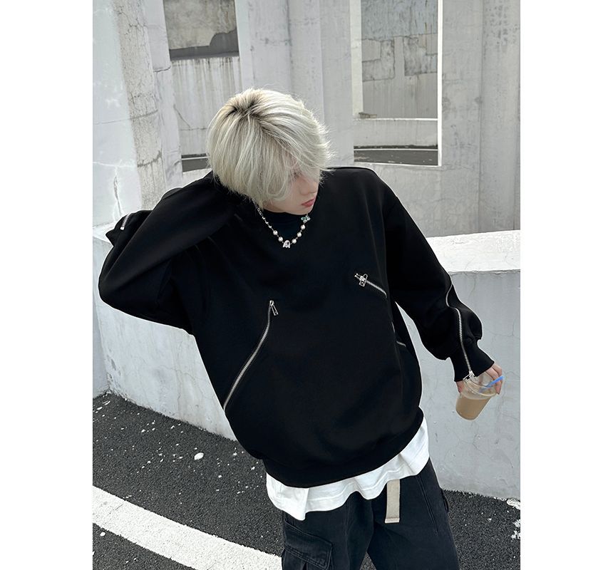 Bay Go Mall - Sweatshirt met ronde hals en rits