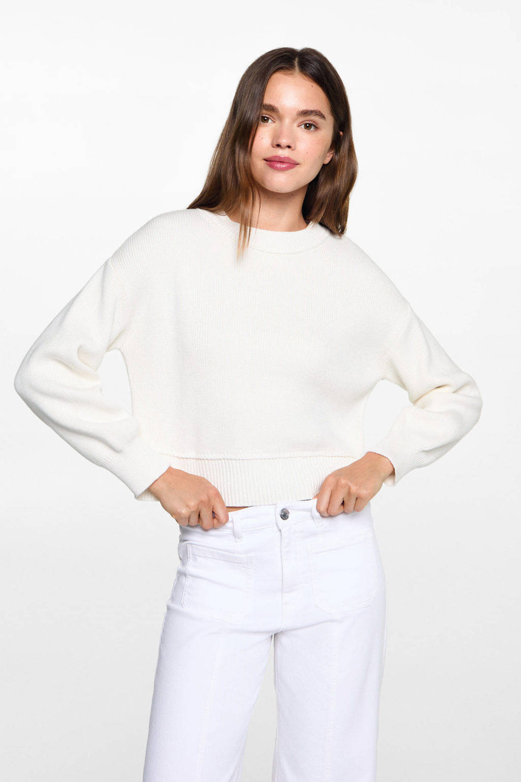 MANGO TEEN gebreide trui wit