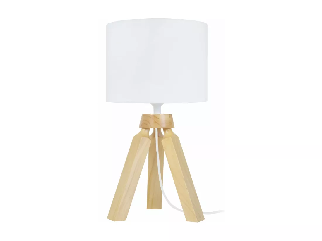 Lampe de chevet, trépied bois naturel 31 cm.