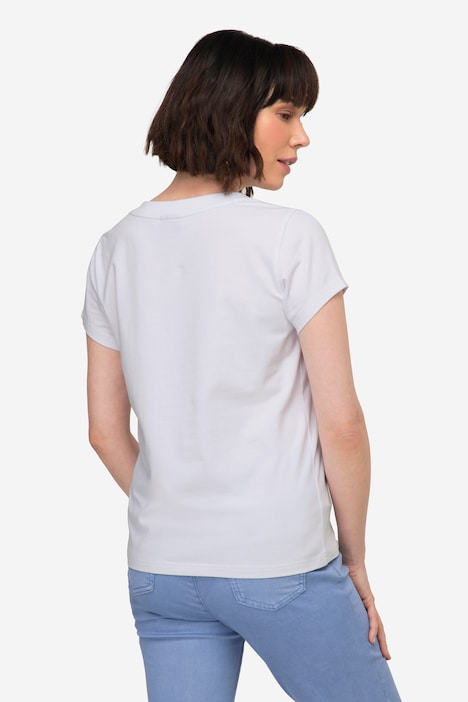 T-Shirt, Fisch Motiv, V-Ausschnitt, Halbarm