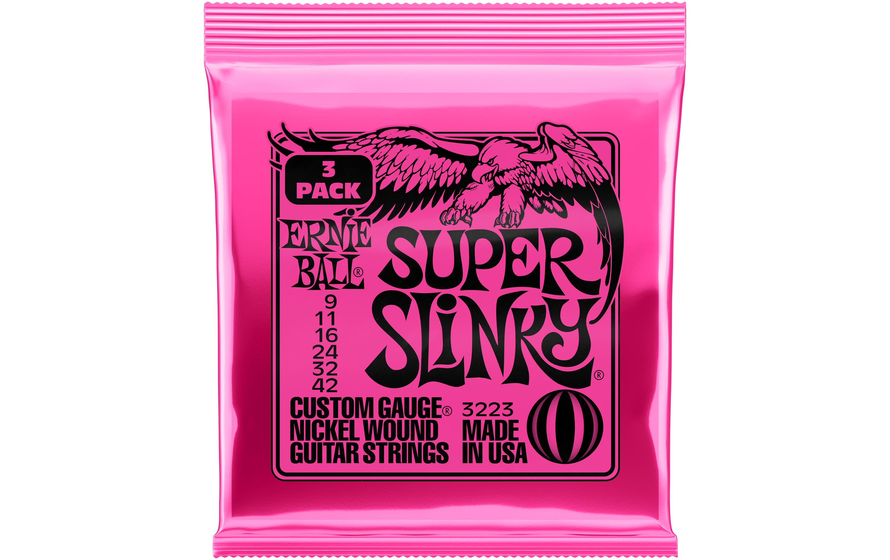 Gitarrensaiten 3223 Slinky Nickel 3er Pack – Super 9 - 42Praktisches Saiten-Set für Ihre E-Gitarre