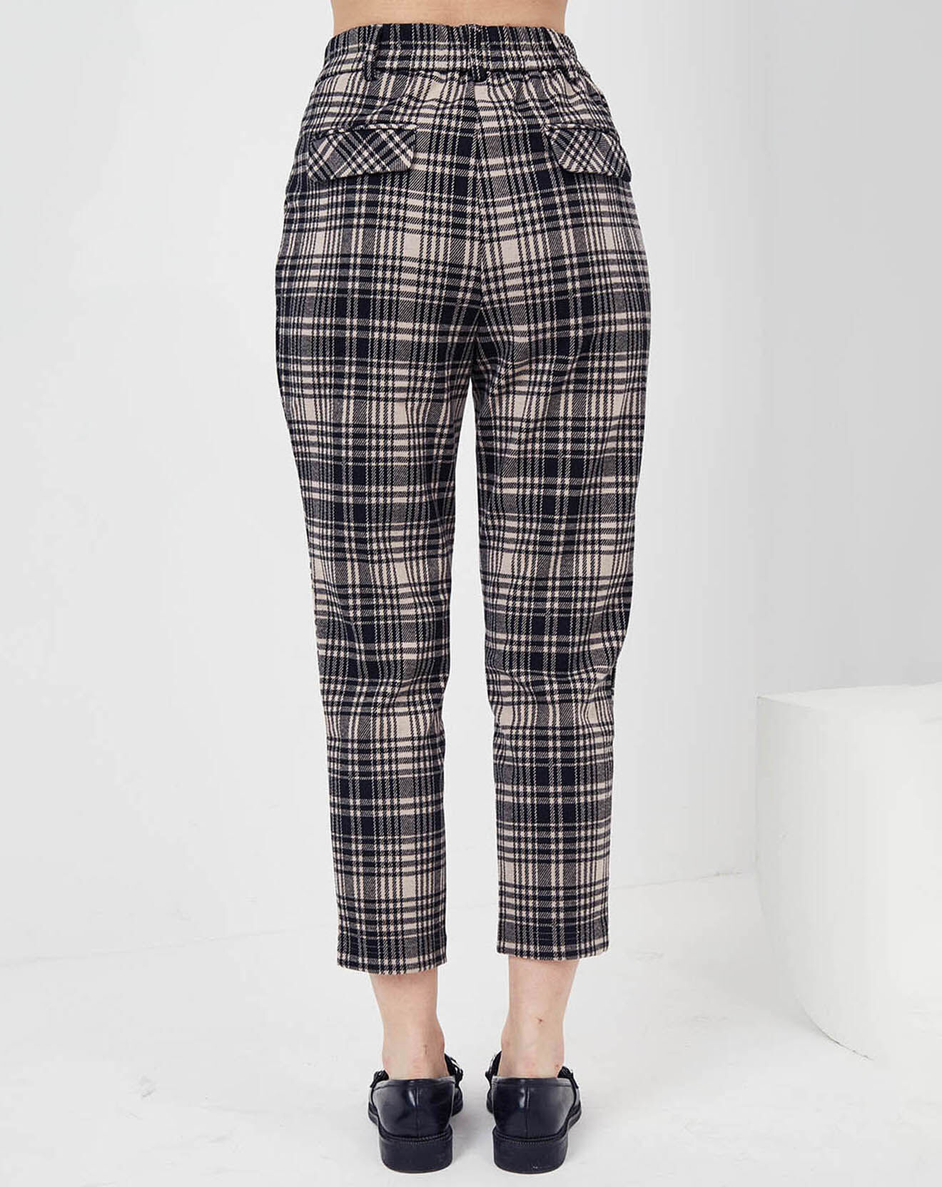 See u Soon Pantalon Galanthus imprimé Prince-de-Galles beige/noir