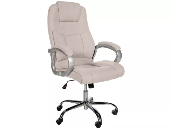 Chaise de bureau - Tissu & Métal chromé - Crème - XL Apoll