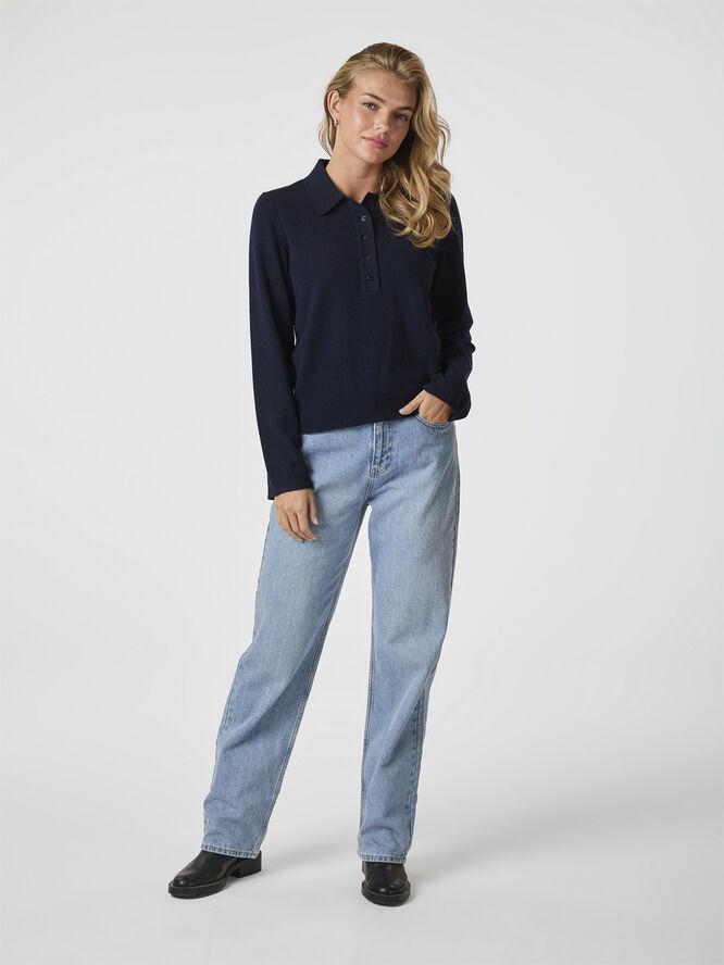 Neo Noir Genea Knit Polo Blouse Navy