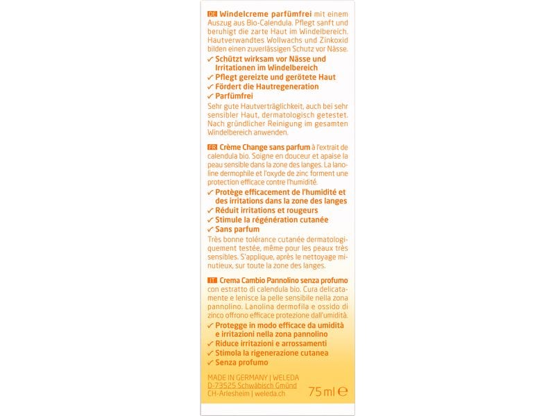 WELEDA Wundschutzcreme Calendula 75 ml Parfumfreie Wundschutzcreme mit Calendula-Extrakt