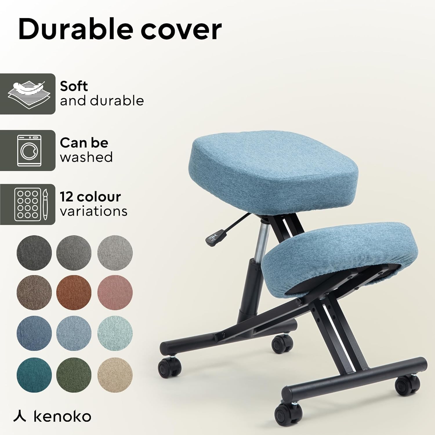Hiragi Ergonomischer Kniestuhl Verstellbarer für zu Hause und Büro. Ergonomischer Bürostuhl mit dunkelgrauem Bezug aus Öko-TEX-zertifiziertem Standard 100 Stoff. EH0536657