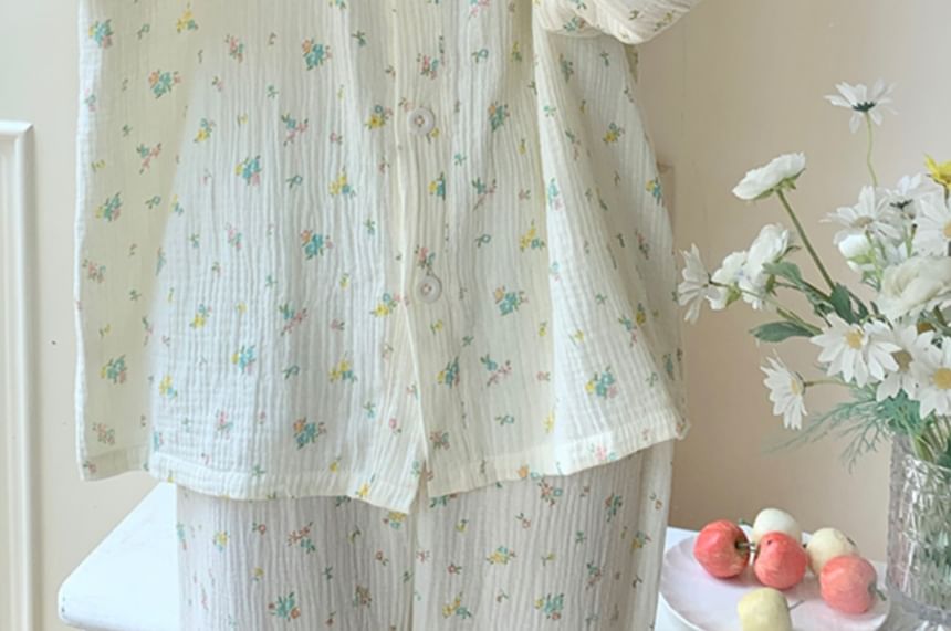 Siensien - Pyjamaset: Top met lange mouwen en bloemenprint + broek