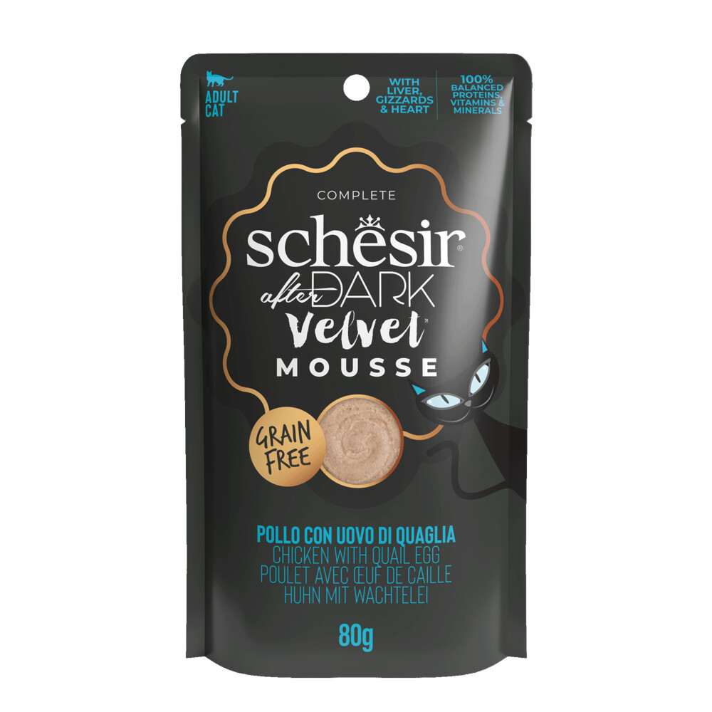 12x Schesir After Dark Velvet Mousse Kip & Kwartelei80 gr