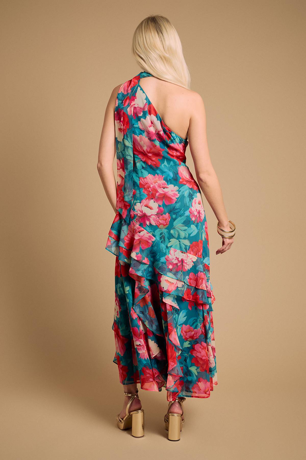 Oasis Robe Midi Asymétrique À Volants Avec Foulard