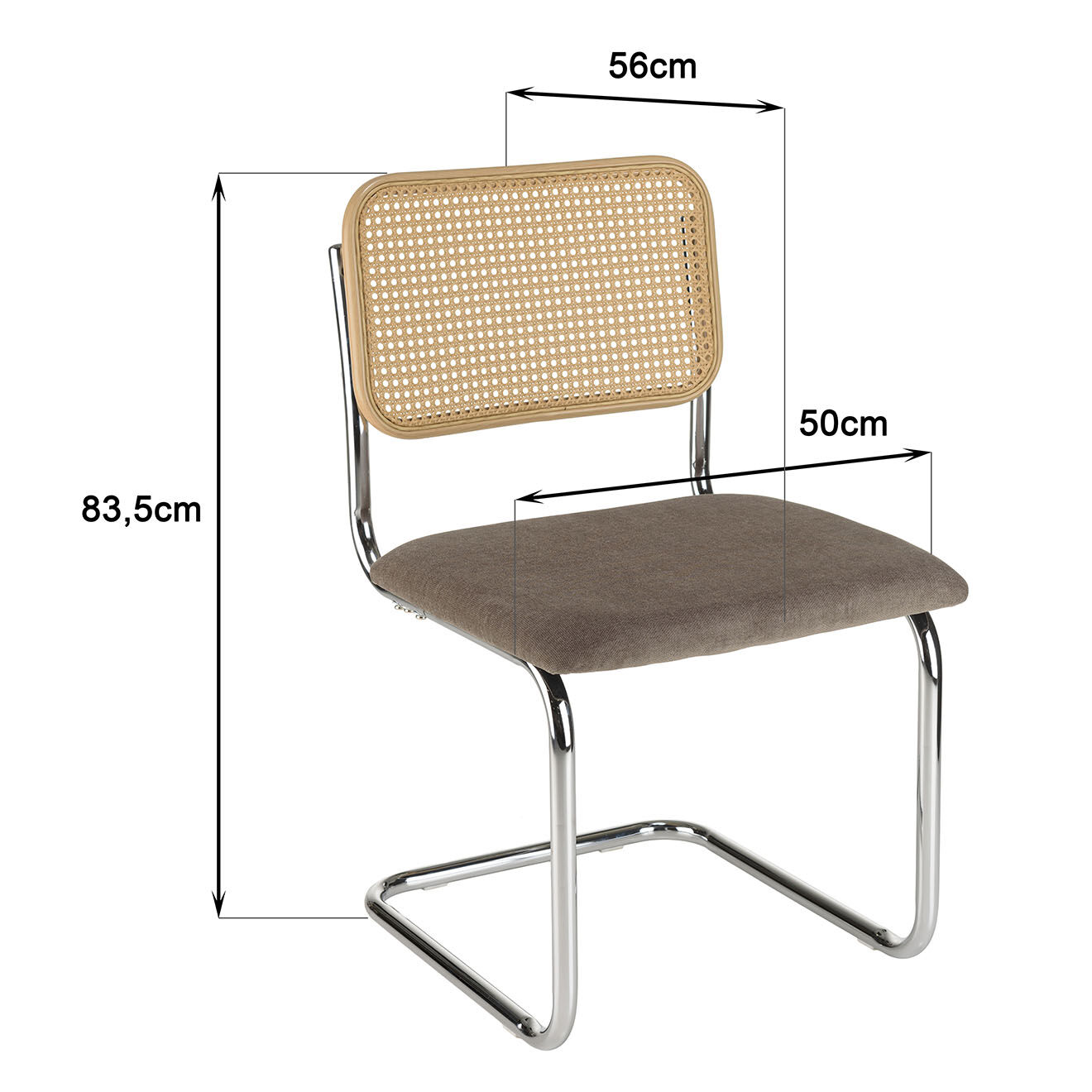 Macabane 2 Chaises Léa taupe - 50x56x84 cm