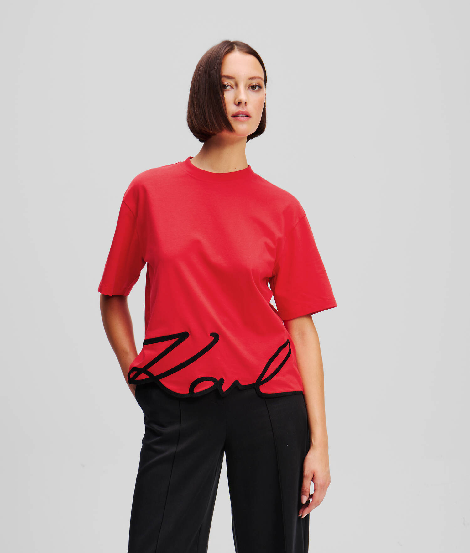 T-SHIRT OURLET KARL SIGNATURE - Rouge Course