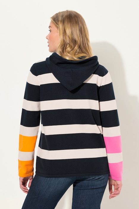 Ringel Strickpullover, Kapuze, Langarm