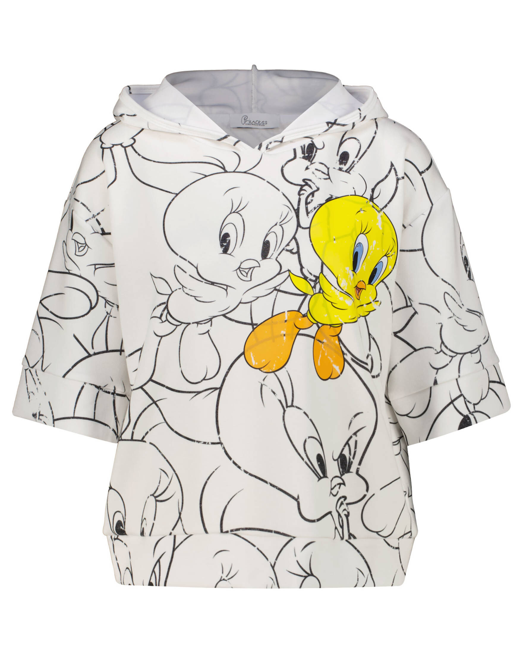 Princess goes Hollywood| Damen Sweatshirt mit Kapuze HOODY WITH TWEETY ALLOVER Kurzarm