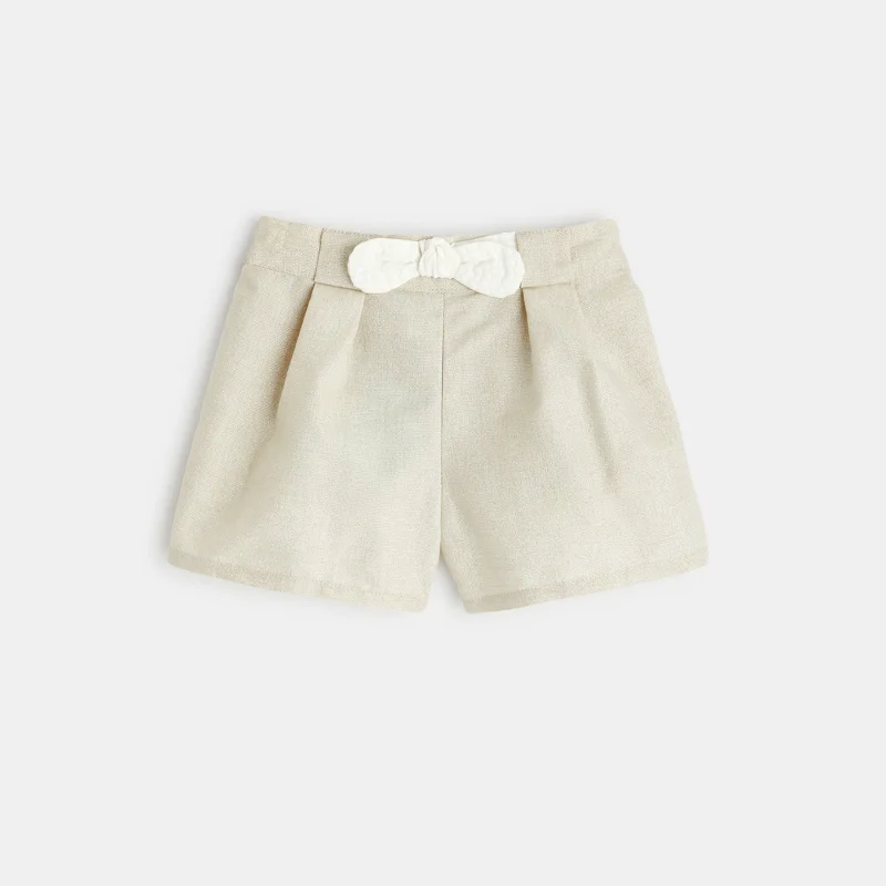 Short brillant à nœud beige bébé fille Beige