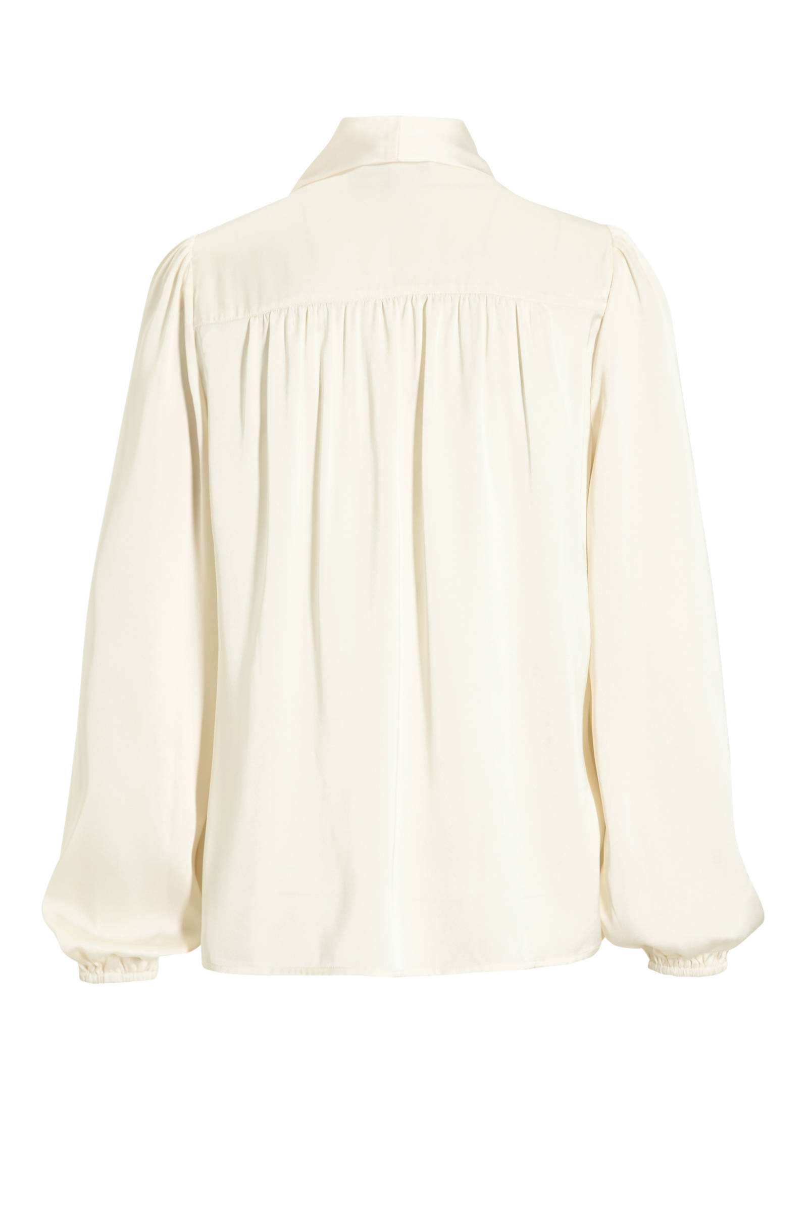 anytime satijnen blouse met strikkraag crème