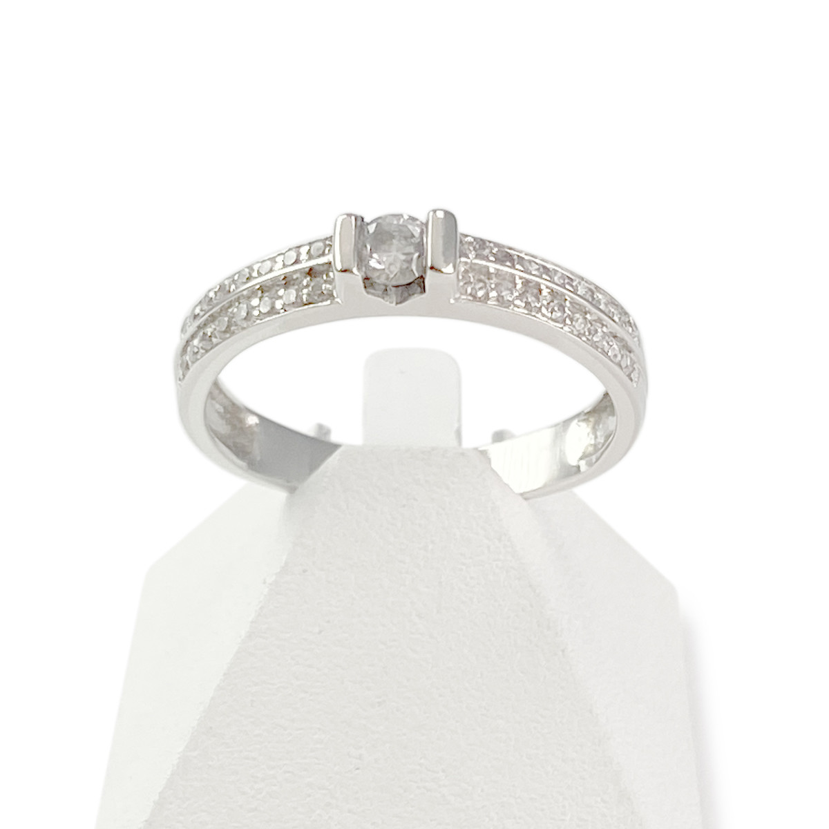 Bague d'occasion or 375 blanc zirconias