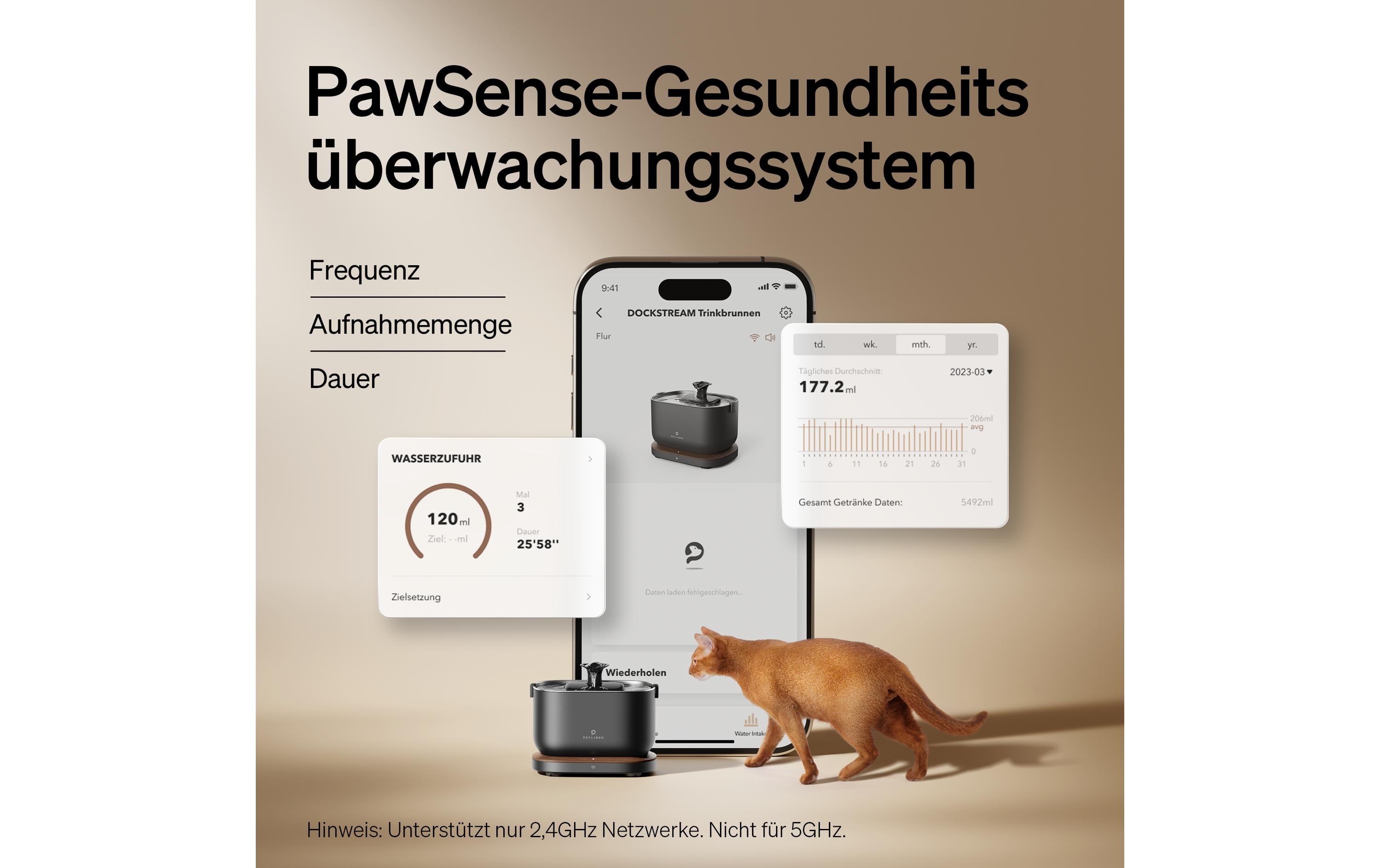 Dockstream intelligenter Katzenbrunnen Schwarz<br>Intelligenter Trinkbrunnen mit App-Steuerung für Haustiere