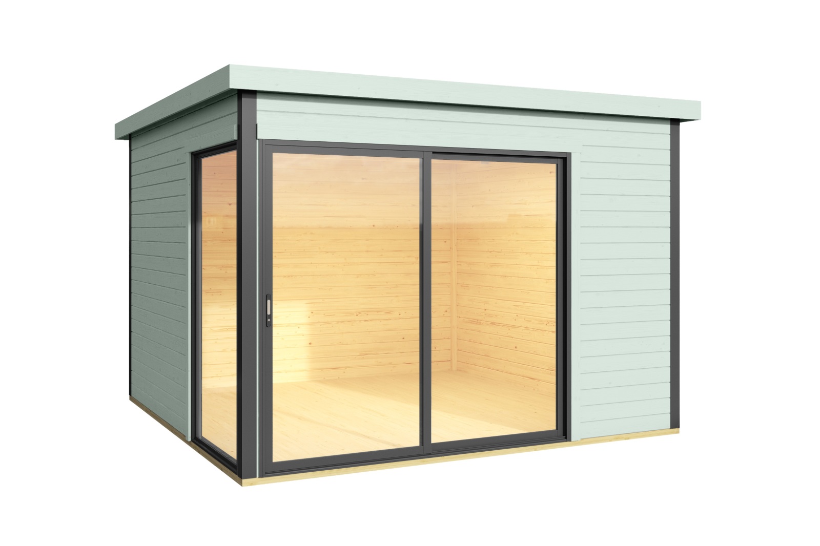 Gartenhaus DOMEO 1 - gletschergrün-anthrazit - Fichte massiv - 300x300 cm