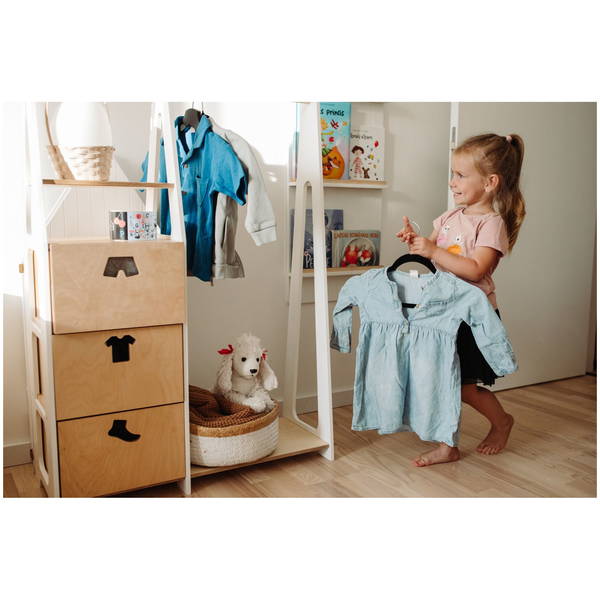 Duck WoodworksDuck Woodworks   Kindergarderobe Schubladen mit Kleiderform Griffen white