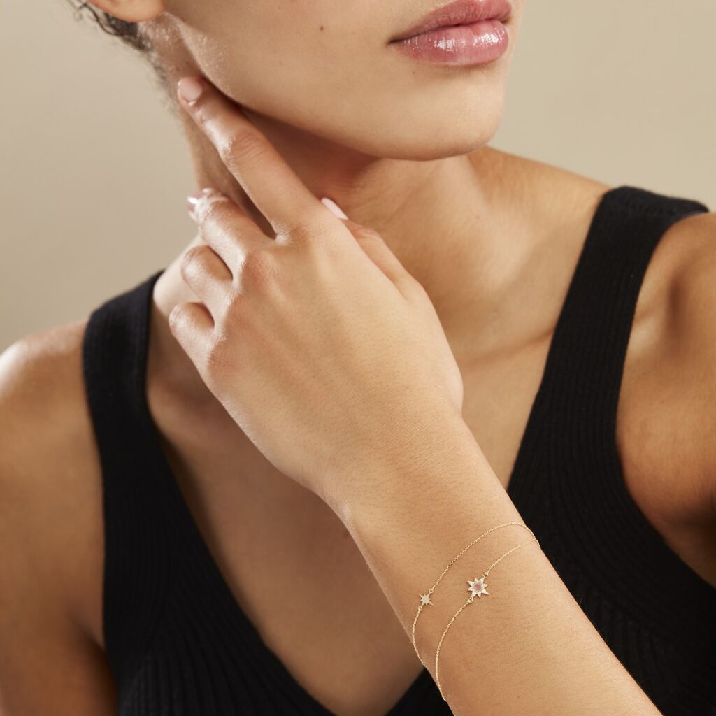 Bracelet Terrie Or Jaune Calcedoine Et Oxyde De Zirconium