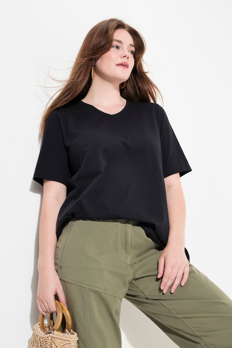 T-Shirts, 2er-Pack, V-Ausschnitt, Halbarm, Biobaumwolle