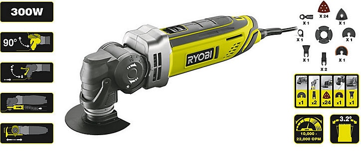 Outil multifonction Ryobi RMT300-SA 300W + 32 accessoires