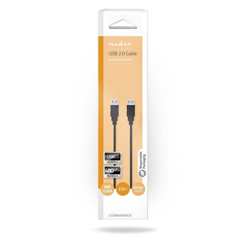 USB-KABEL NEDIS USB 2.0 2M SVART
