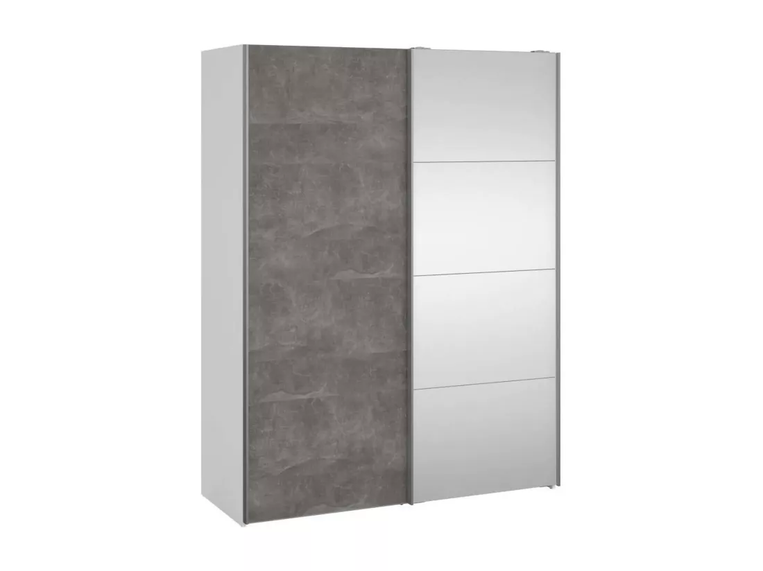 Garde-robe 2 portes Dspur, Meubles de chambre, Penderie de plain-pied, Placard à vêtements, 150x61 h200 cm, Blanc et gris