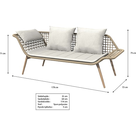 Lissabon loungesofa inkl. hynde - natur