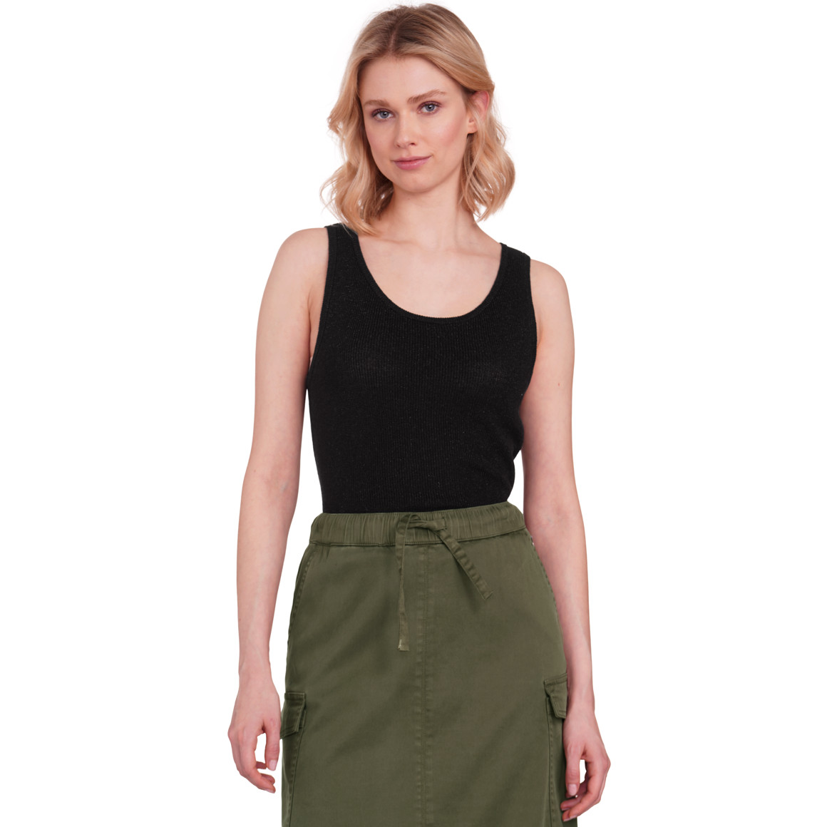 Gina Collection Damen Top mit Effektgarn schwarz