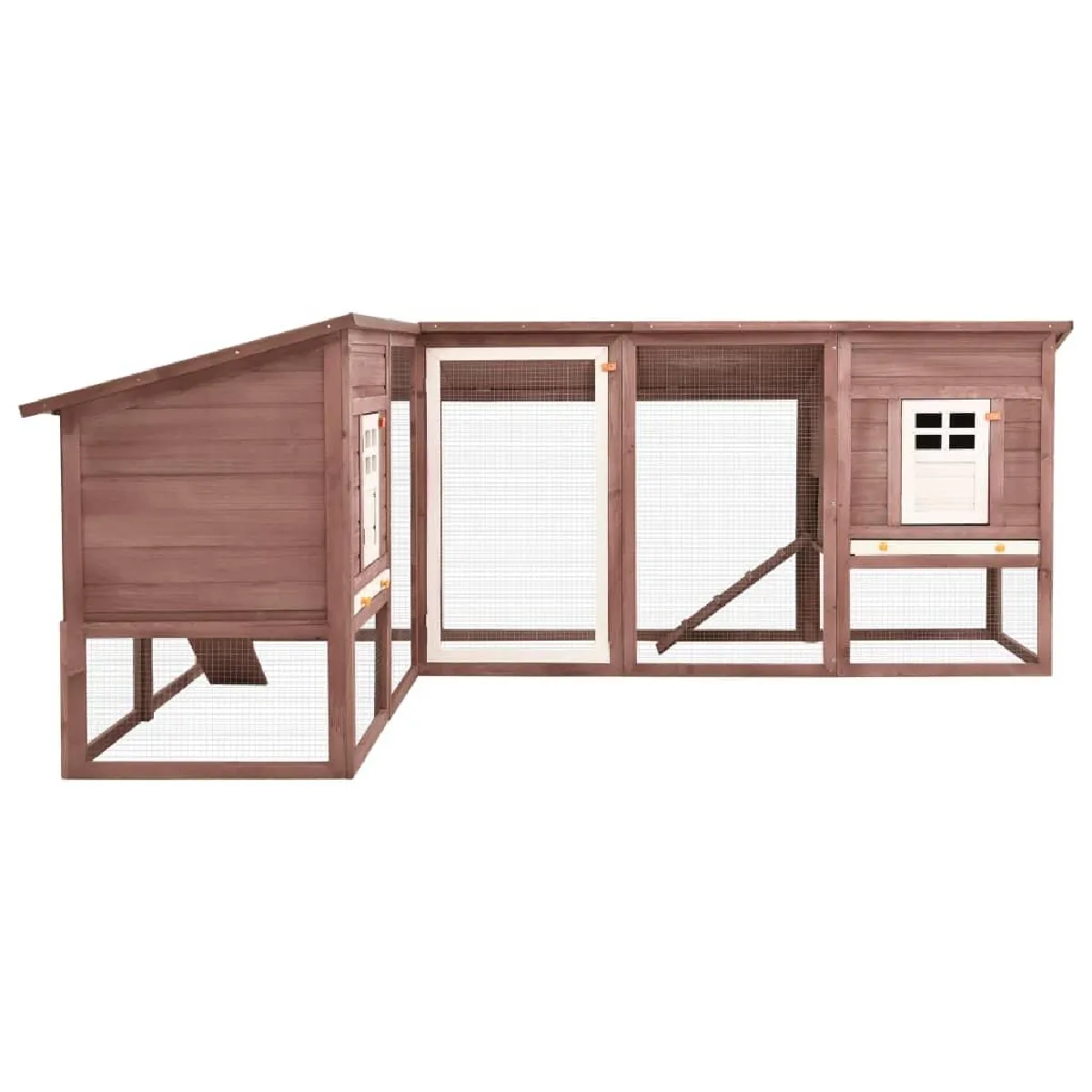 Helloshop26 Clapier avec piste 250 x 192 x 105 cm Moka et Blanc