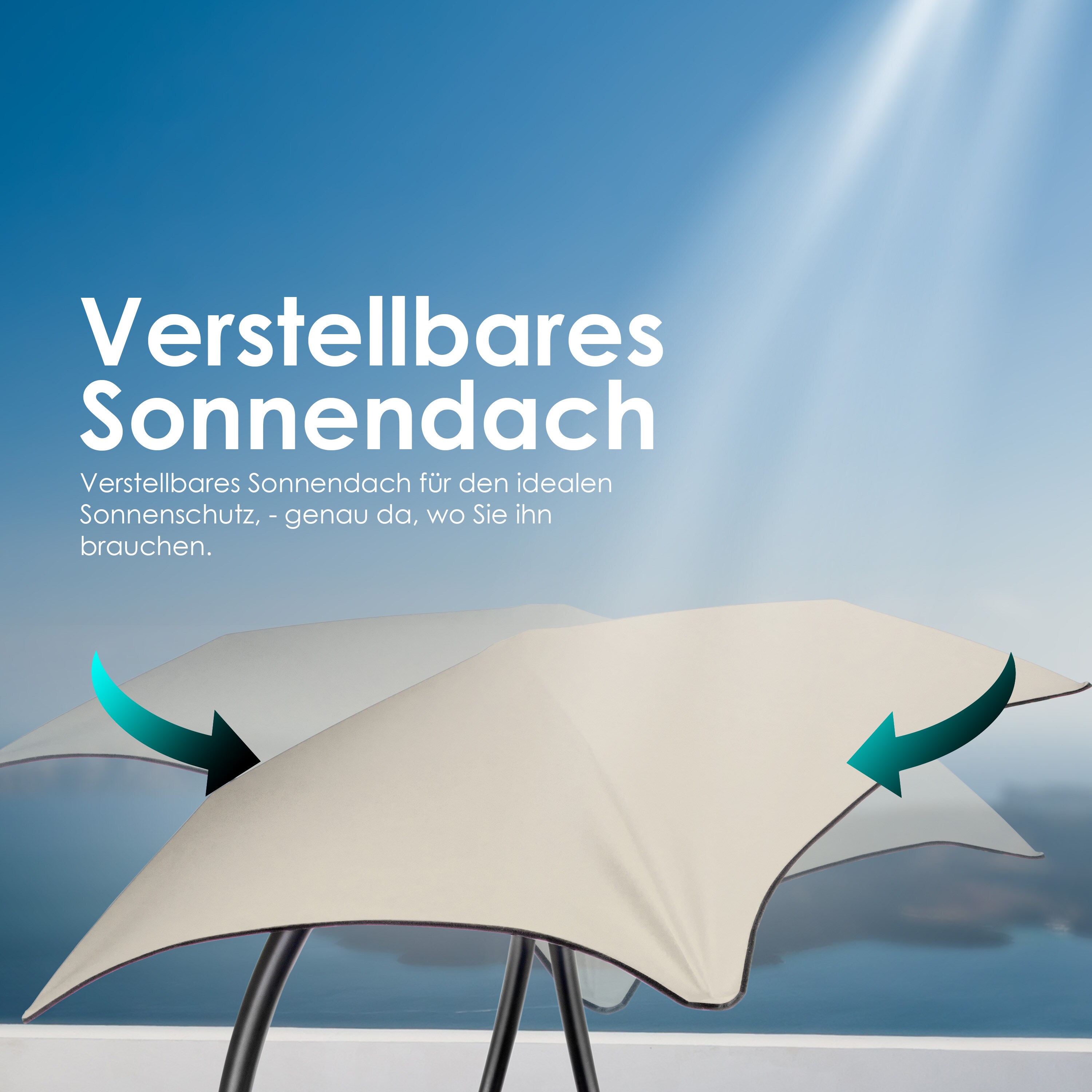 KESSER® Schwebeliege mit Sonnenschirm, Hängeliege , Sonnenliege H200, L194, B100 cm, Relaxliege, Schaukelliege Hängematte , bis 120 kg belastbar , Schaukelliege, Auflagen - Nackenkissen