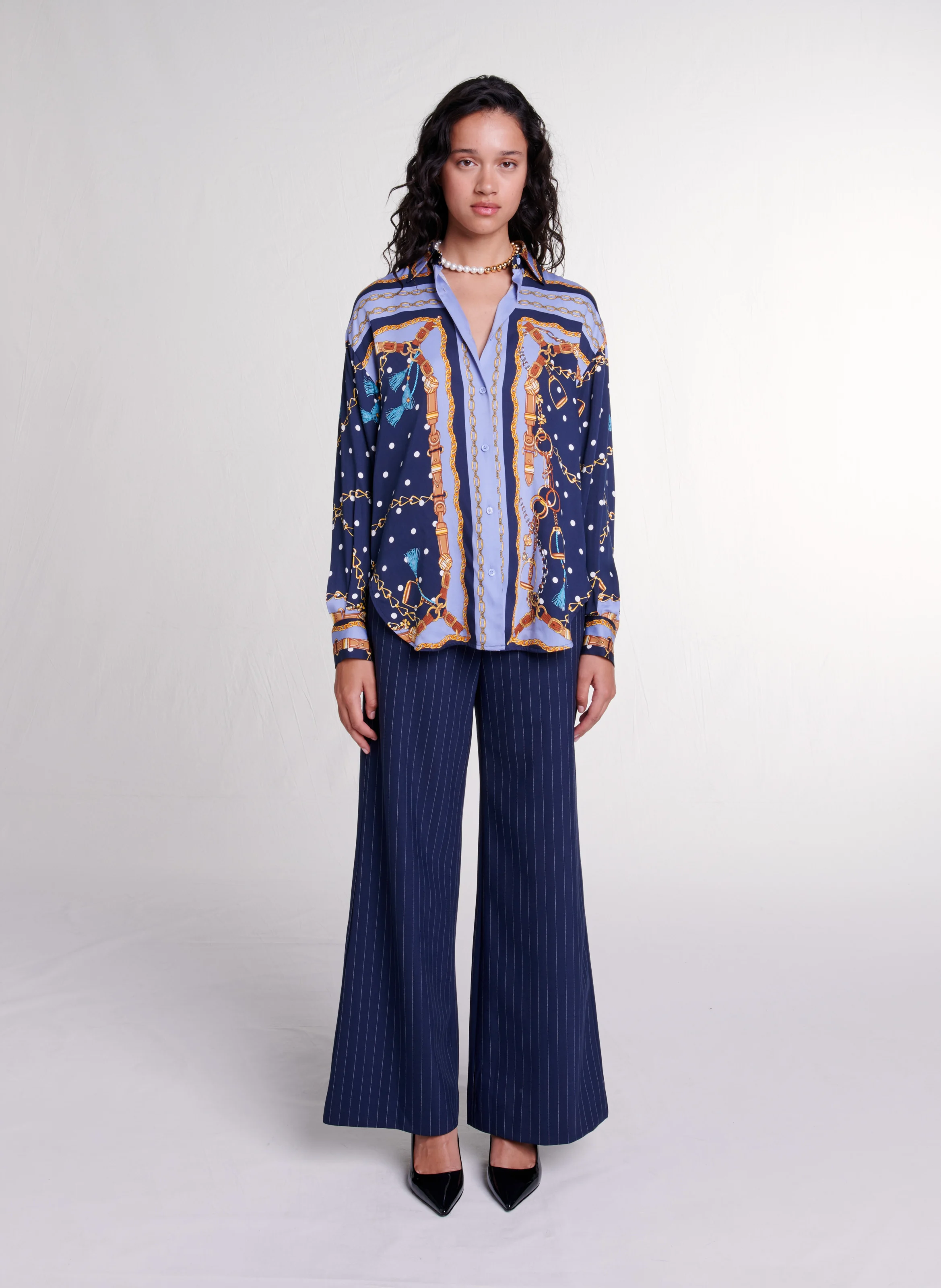 Chemise droite col classique imprimée | Multicolore