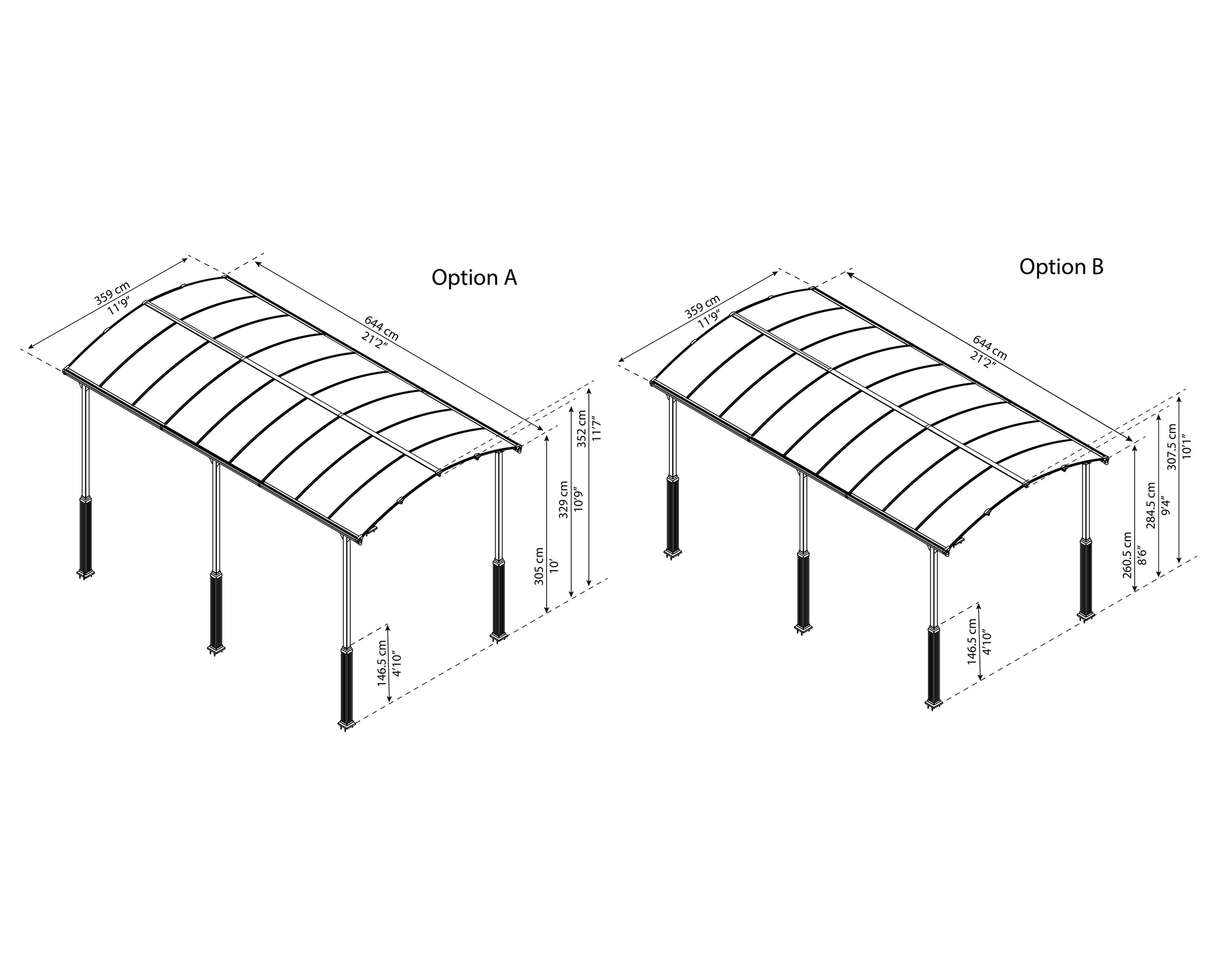 Palram - Canopia | Alpine 3.6 X 6.5 Carport Wohnmobil, anthrazit