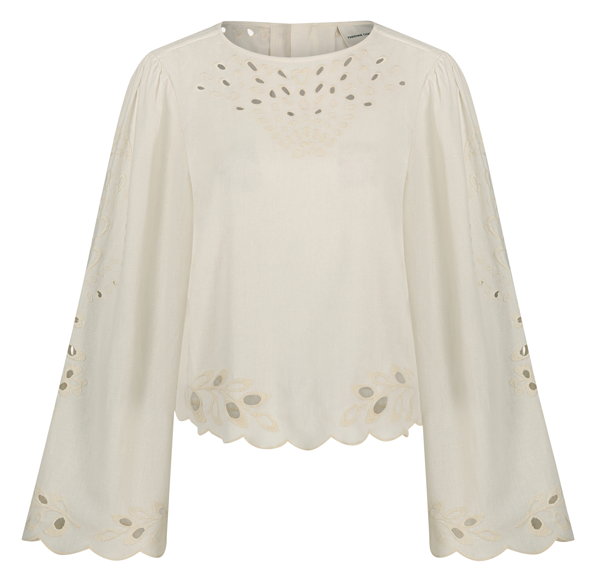 ASTERIS - Blouse droite en coton bio mélangé brodé | Blanc