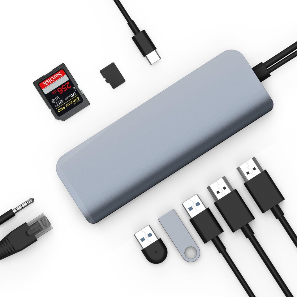 Hyper - HyperDrive VIPER 10-in-2, dual 4K60Hz HDMI for MacBook Pro/Air & any USB-C device, Ethernet, 3.5mm Audio Jack