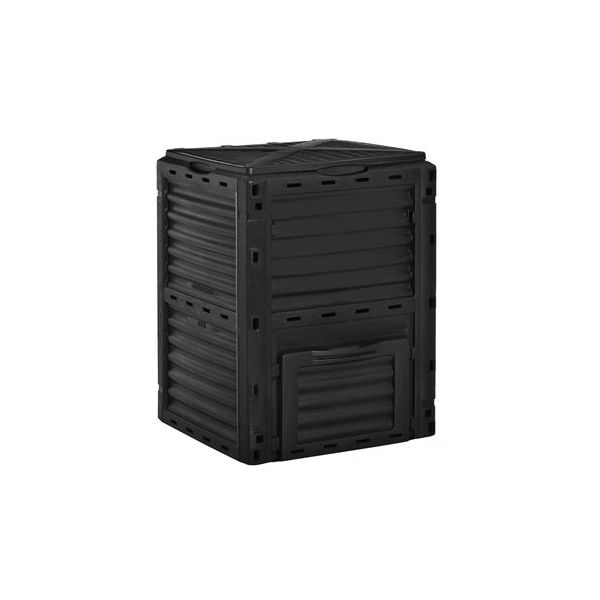 Outsunny Compostor Orgânico de 300L de Capacidade a Produção de Fertilizante de Jardim com 48 Respiradouros 60,5x60,5x81,5cm Preto - 845-491
