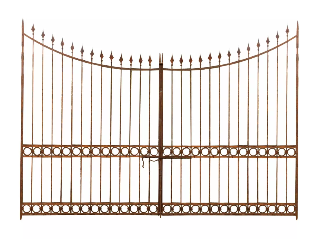 BISCOTTINI Portail - Fer Forgé Finition Antique - Clôture en Fer - Portail en Métal - Porte Décorative - Portail d'Entrée - 400x10x289cm - Une Pièce