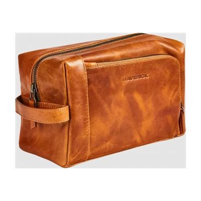Maverick New Men - Trousse de toilette - cuir de vachette pleine fleur tanné végétal - cognac