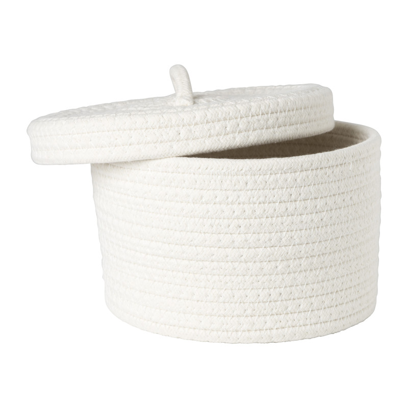 Mand met deksel Julia - wit - ø22x13 cm