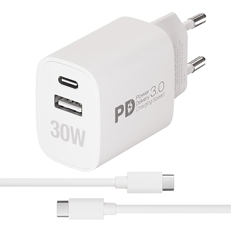 Vivanco hurtigoplader 30 W - hvid