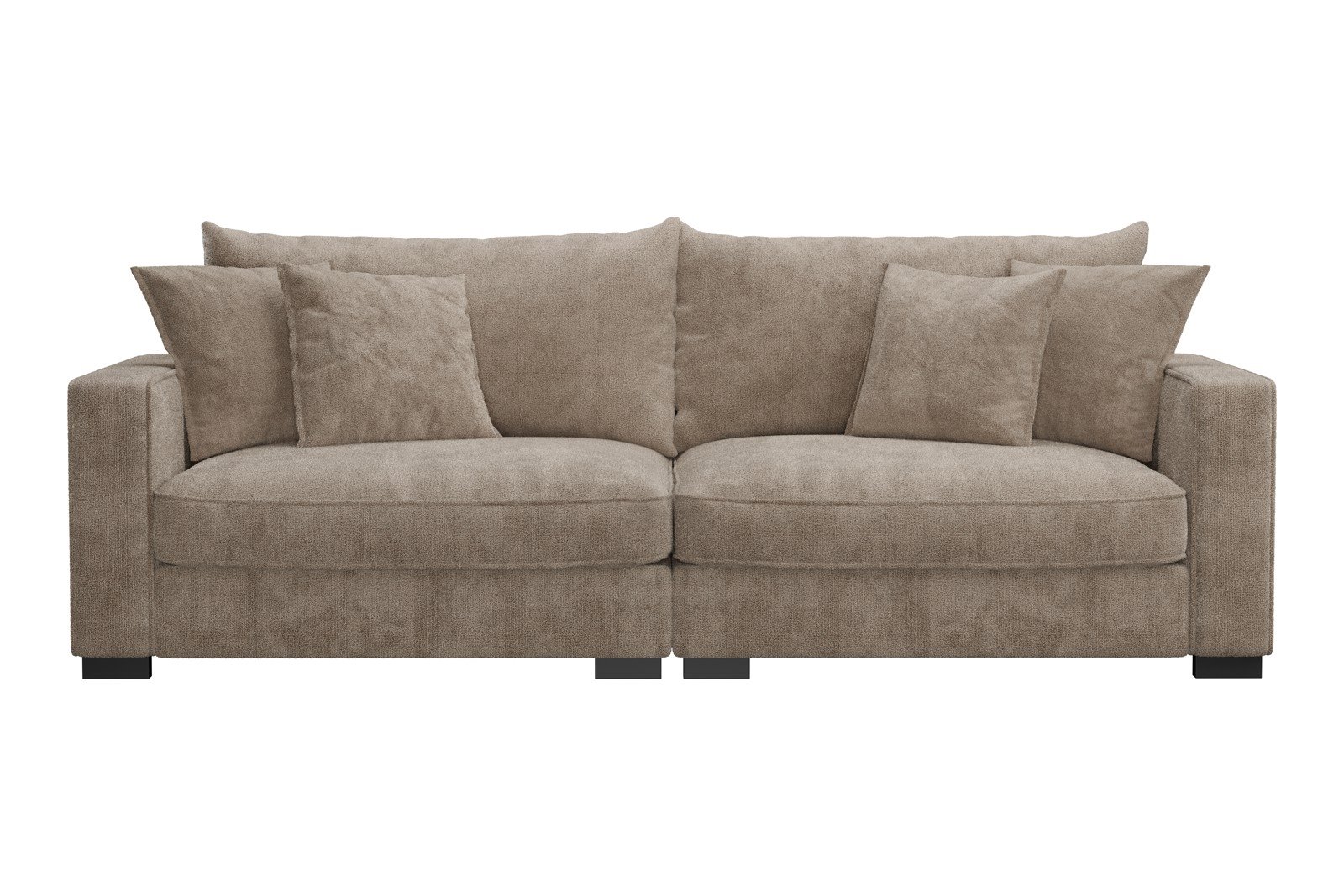 Rossi Lux 3-seter sofa Tekstil Genesis 4 Beige, arm B med sorte ben. Lux Komfort.