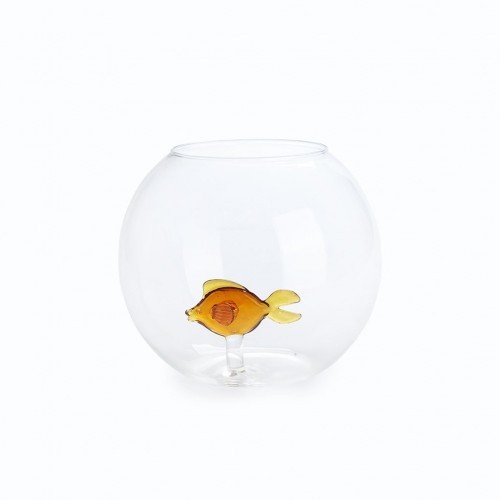 Vaso transparente em formato de peixe
