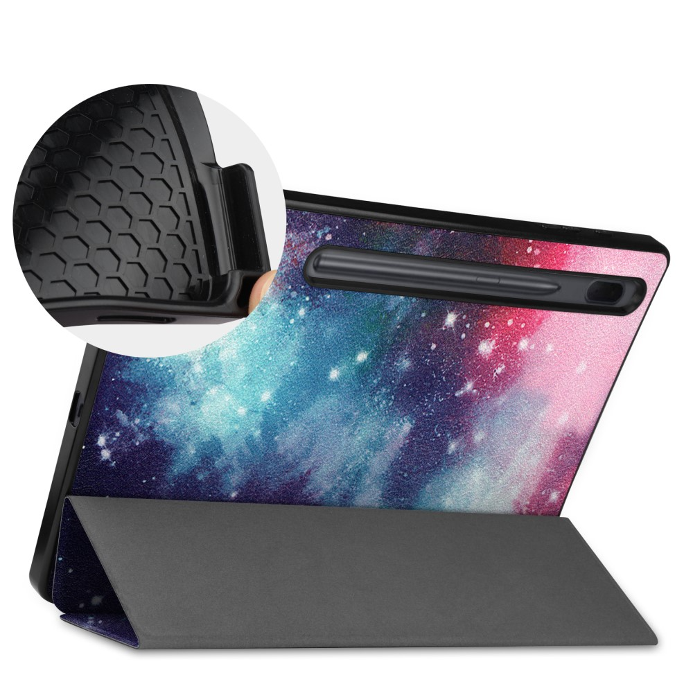 Samsung Galaxy Tab S7 FE 5G Leder Tasche Smart Cover Schutzhülle   S-Pen Halterung - Galaxie