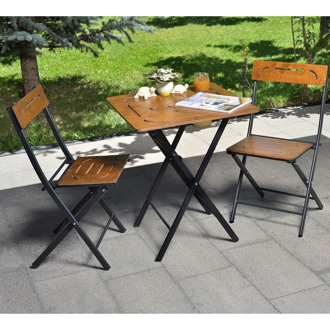 Wooden Art Ensemble de jardin 2 places marron