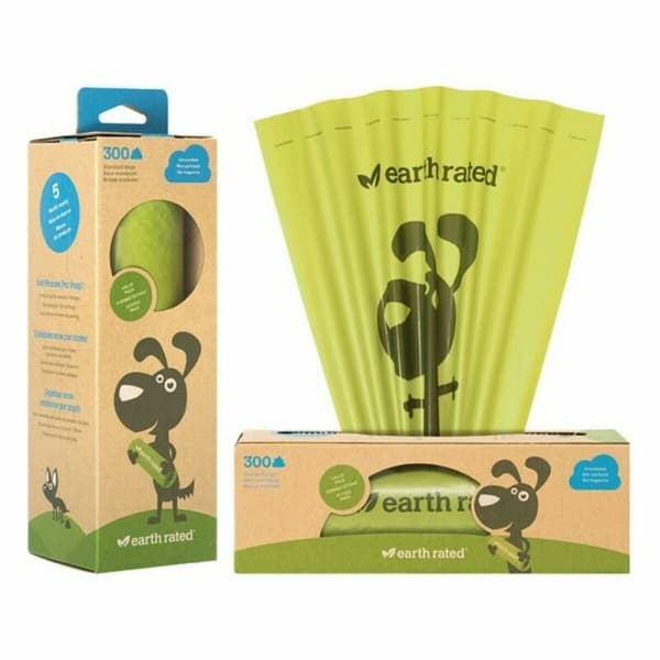 Kjæledyrposedispenser Earth Rated UNSCENTBIO300 Papir Plast (300 uds)
