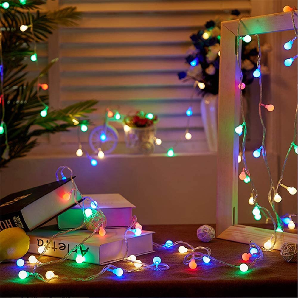 (6.5m) 30 LED's Deko Solar Lichterkette Kugeln Outdoor Beleuchtung IP65 - Bunt